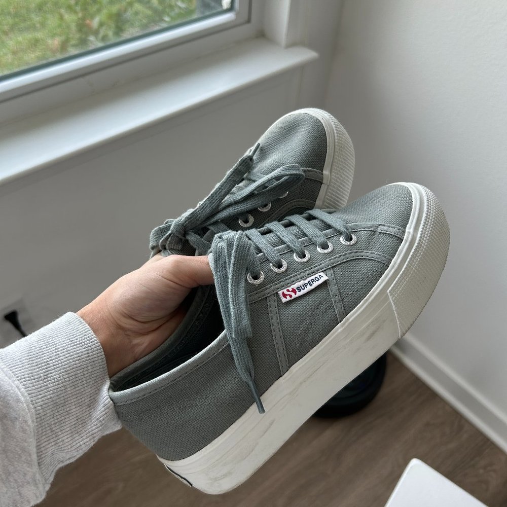 SUPERGA 2750 COTU Classic Gray Sage Platform Sneaker